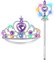 Princess Crown Tiara for Little Girls Princess Dress Up Accessories, Light Up Princess Tiara Wand Toys